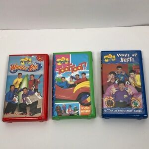 The Wiggles lot of 3 VHS in plastic case. Wiggle Bay, Toot Toot, Wake Up Jeff
